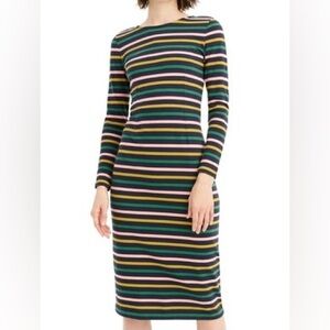J Crew jersey navy blue stripe midi dress size 6